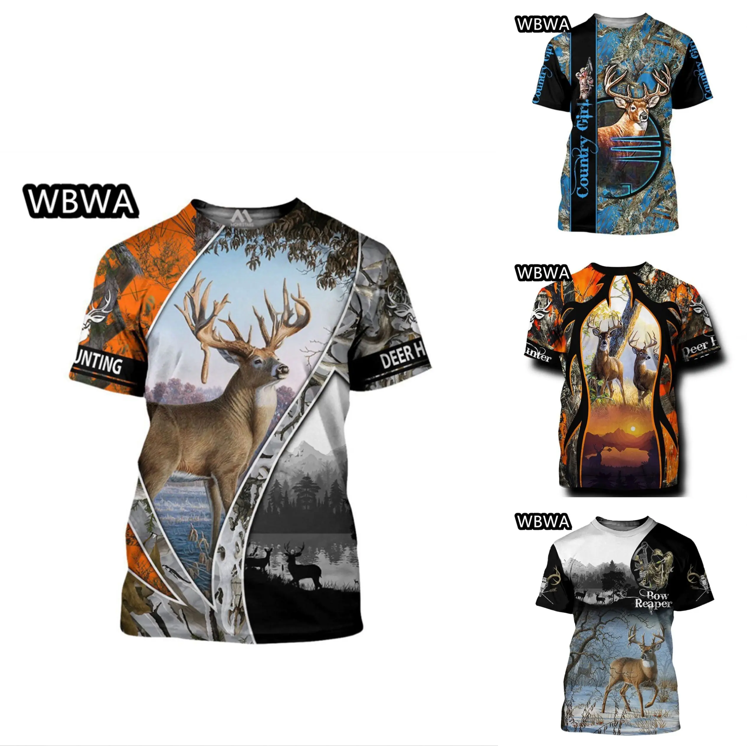 Футболка для мужчин и женщин повседневная камуфляжная рубашка с 3D рисунком оленя