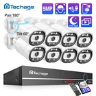 Камера видеонаблюдения Techage H.265, умная уличная камера безопасности, 8 каналов, 5 Мп, POE, PTZ, двустороннее аудио, сканер лица
