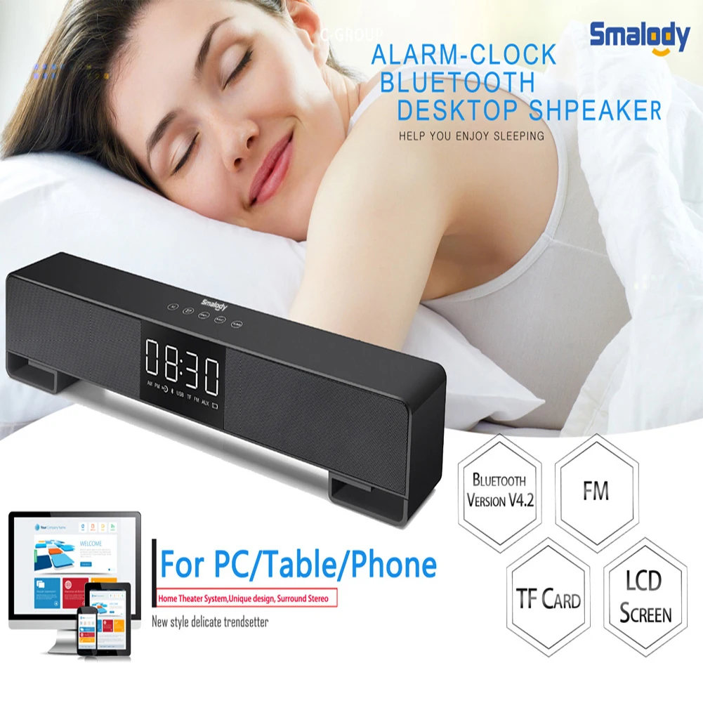 Smalody многофункциональный звуковой бластер Будильник Bluetooth динамик с экраном