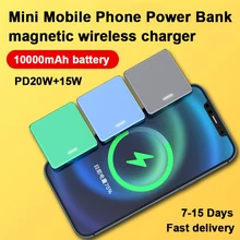 Mini Power Bank 10000mAh Powerbank 15W Magnetic Fast Wireless Charger For iPhone 12 Pro Max Back Clip External Auxiliary Battery