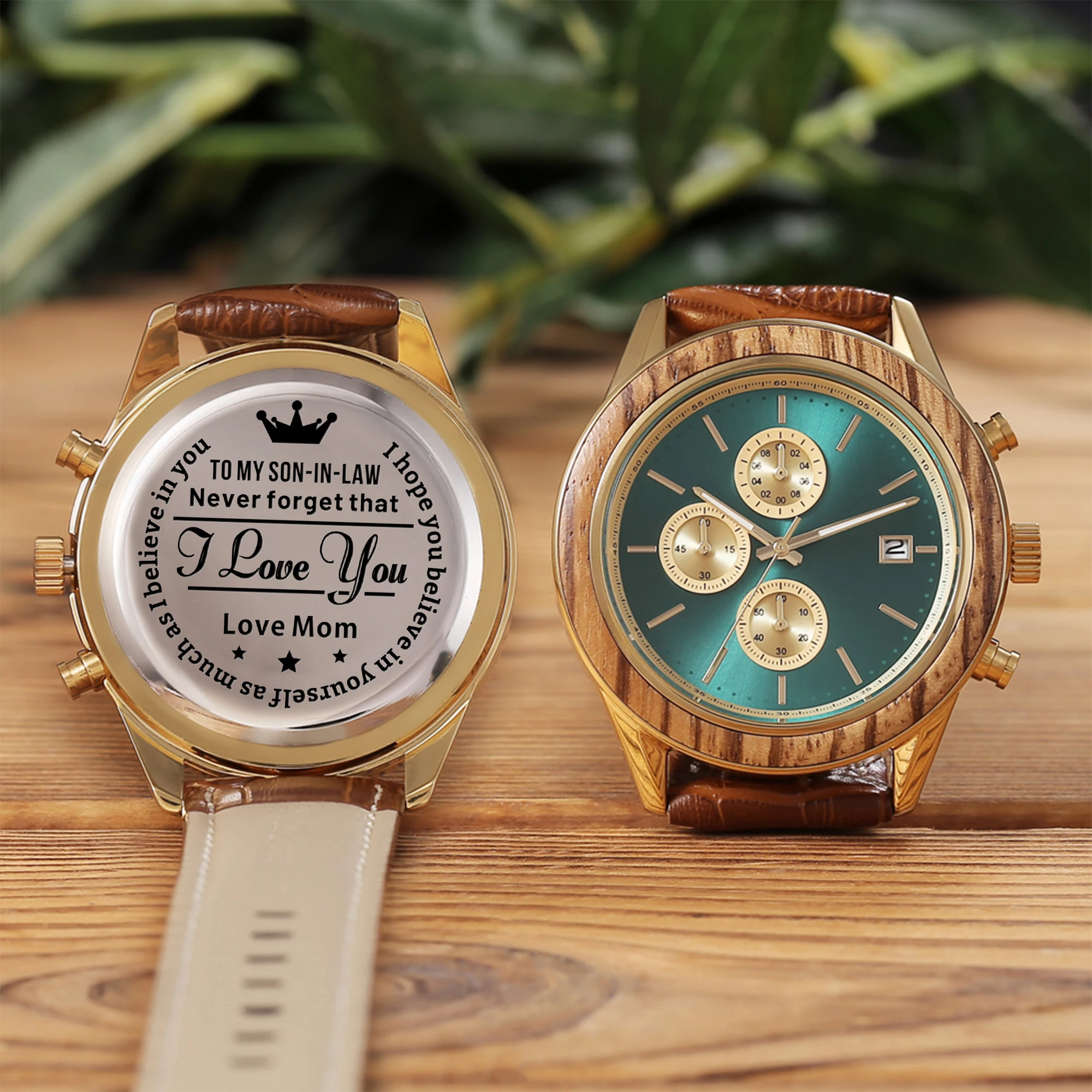 Для моего сына автоматические кварцевые часы из нержавеющей стали с гравировкой