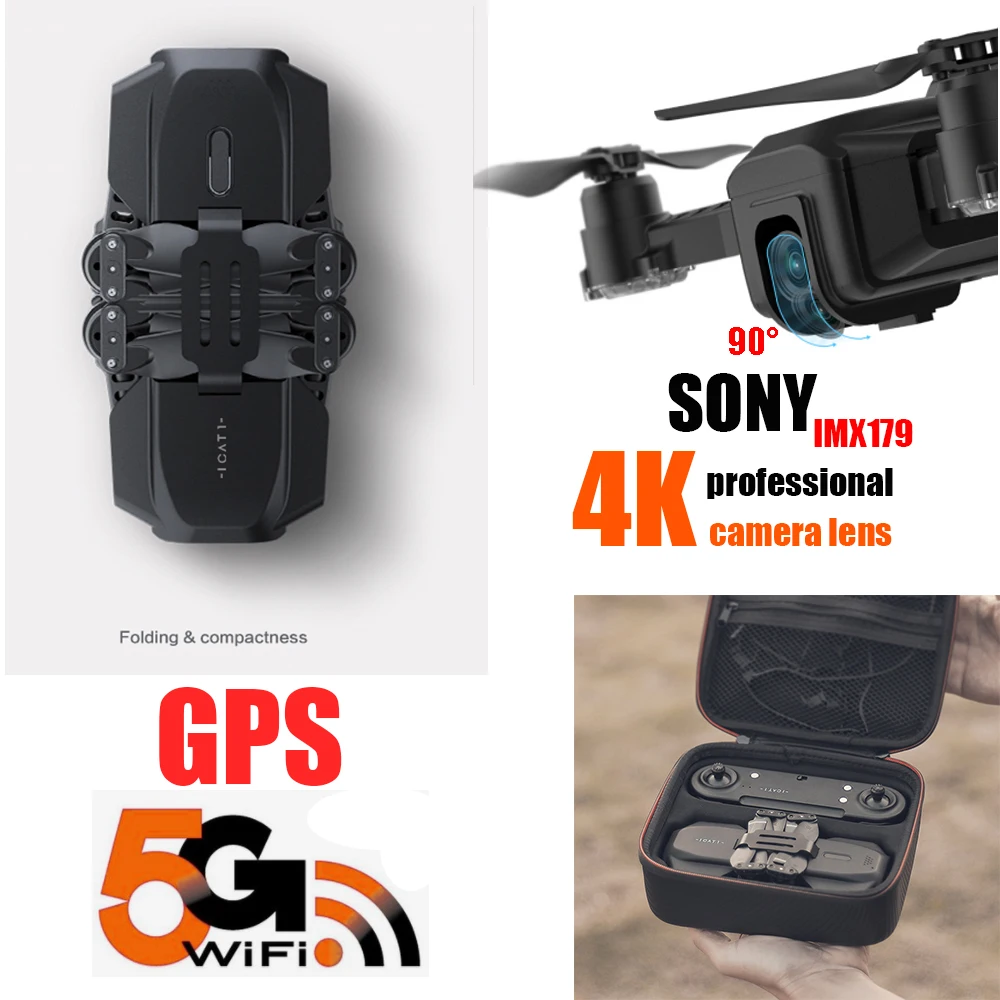 Квадрокоптер складной 4K с HD-камерой Wi-Fi FPV | Игрушки и хобби