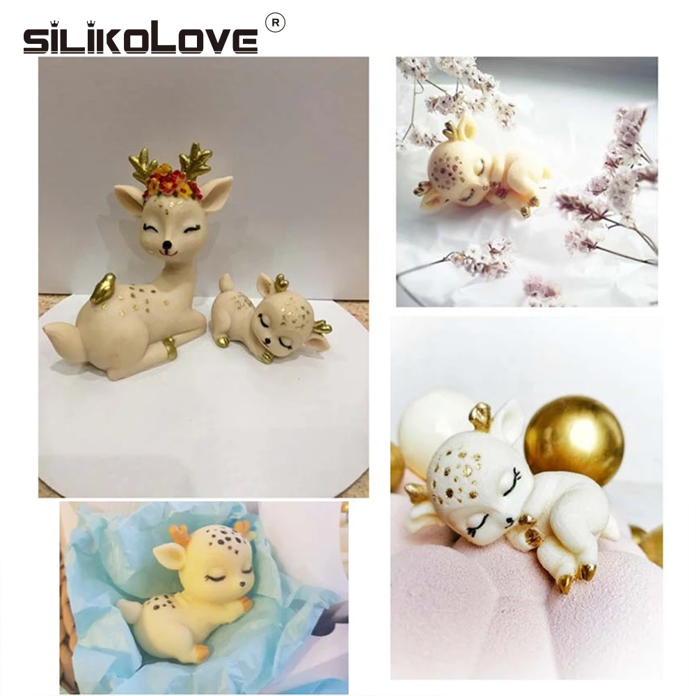 Silicolove 3d силиконовая форма для спящего оленя помадки Diy шоколадная мыла гипсовая