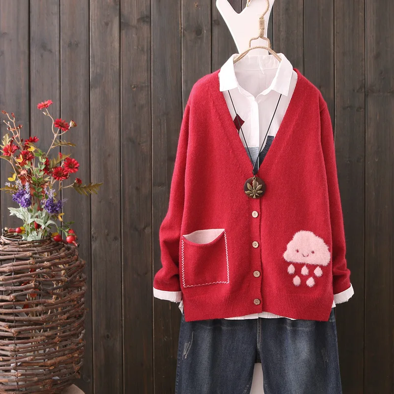 Женский Повседневный трикотажный кардиган свободный эластичный свитер с