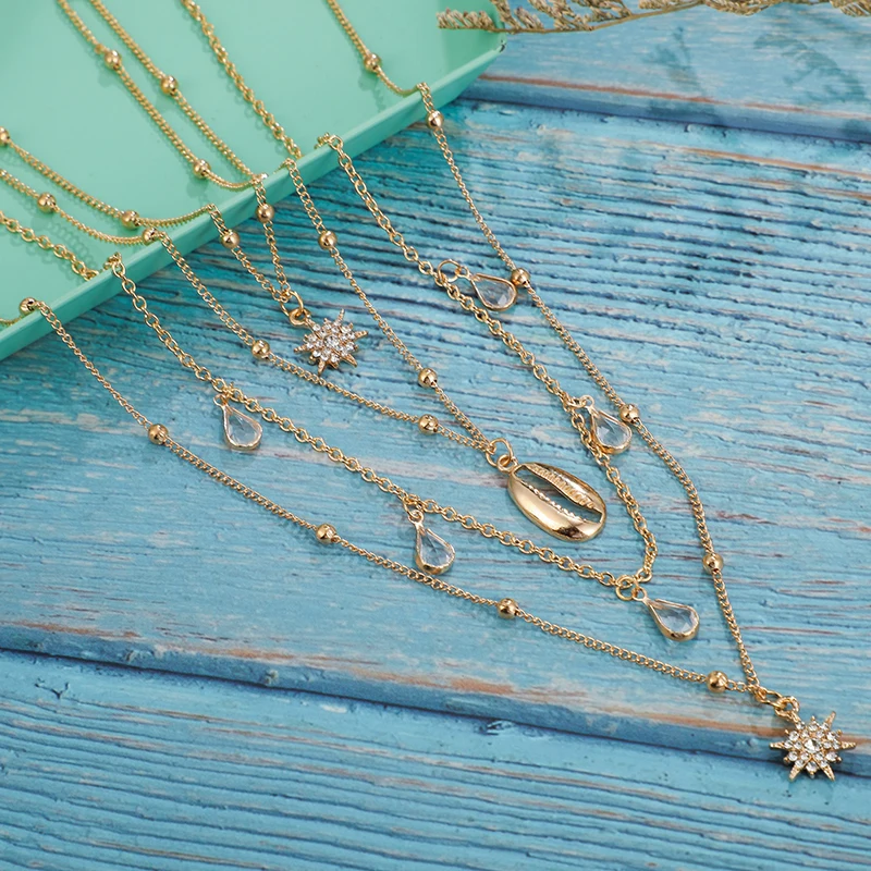 Цепочка Женская многослойная с подвеской чокер в богемном стиле Свадебная и