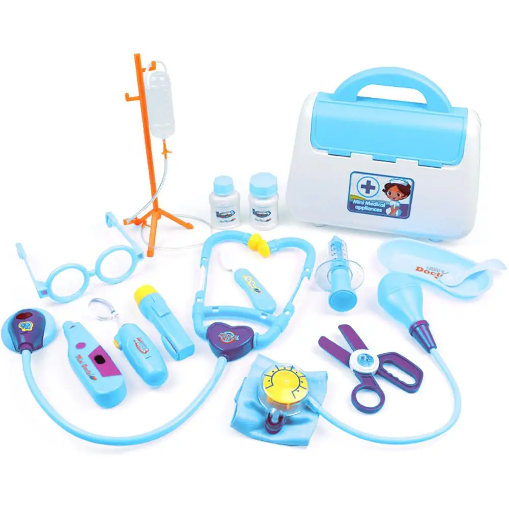 Kids Children Doctor Toy Kit Doctor Toys Kit Kids Children Blue Doctor Nurse Toy Set 15PCS
