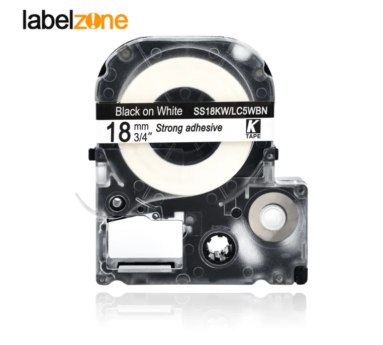 

LC5WBN LC-5WBN LC 5WBN 18mm*8m Black on White SS18KW compatible label tape for Epson label printer LW300 LW400 LW-700