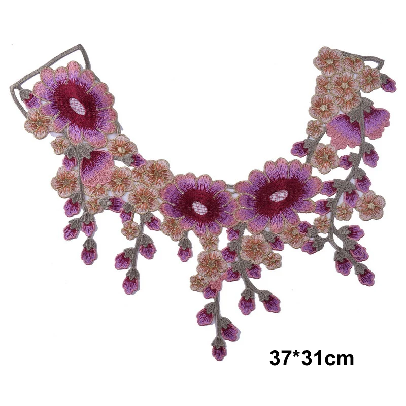 Розовая роза цветок волна вышитая Сетка кружевная отделка Лента ткань шитье