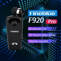 fineblue f920 pro headset bluetooth compatible 5 0 retractable earphone wireless clip for iphone 11 bluetooth earphone with mic