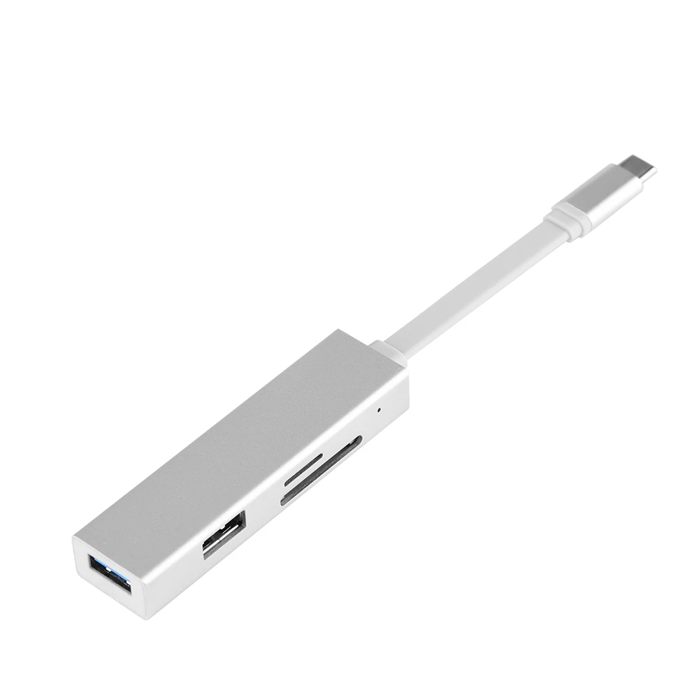 

6 Ports Type-C to USB3.0 Hub USB2.0 Type-C PD Charging TF/SD Card Reader for Macbook Pro Silver