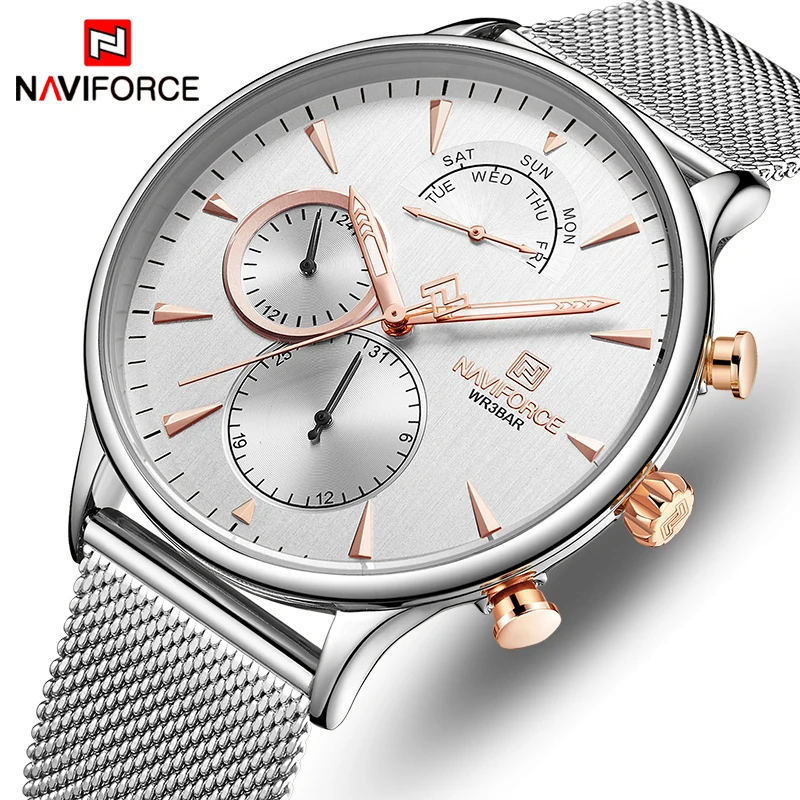 Часы наручные NAVIFORCE Мужские кварцевые люксовые брендовые модные повседневные