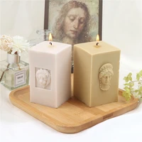 rectangle 3d cuboid silicone candle fondant mold art lion queen craft tool diy photo frame pastry aroma candle office decor