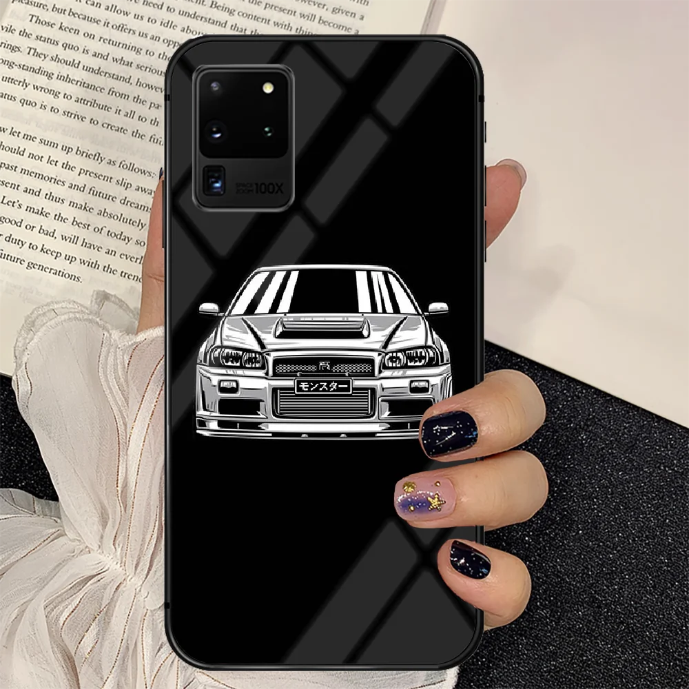 

Japanese Sports Car GTR Phone Tempered Glass Case Cover For Samsung Galaxy S Note 5 6 9 10 10E 20 21 FE Plus Uitra Silicone