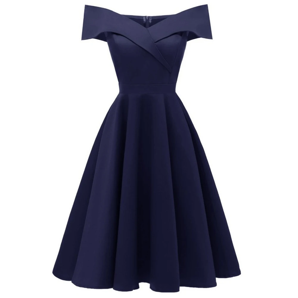 Suzhan женское винтажное платье 2019 летние платья с вырезом лодочкой и коротким