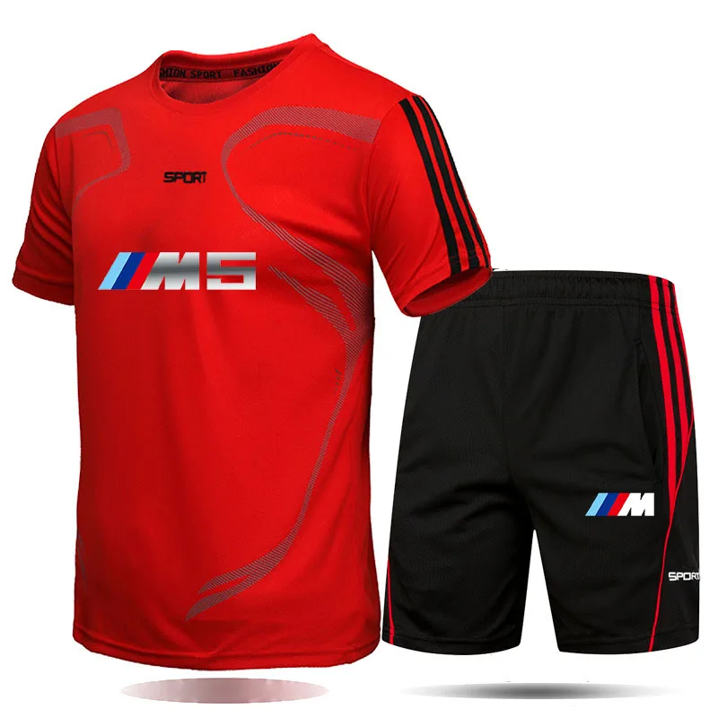 

2021 Summer Fashion Leisure brand Men's Set Tracksuit Sportswear Track Suits Male Sweatsuit Short Sleeves T shirt 2 piece set