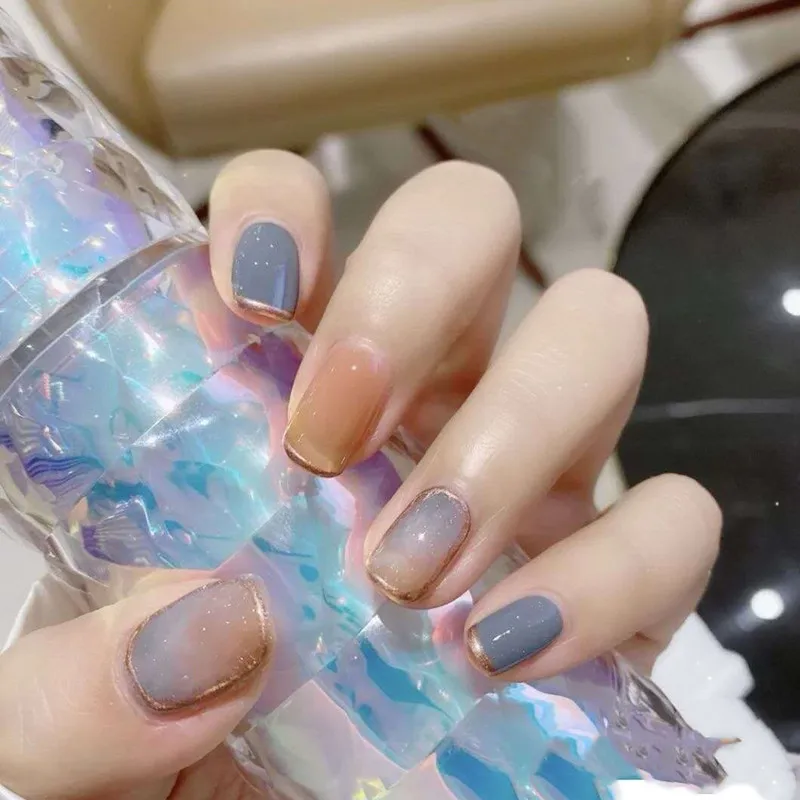 

24pcs Hit Color False Nail Glitter Fake Nails with Glue Full Cover Press on Nails for Nail Art Decoration Manicure Tools