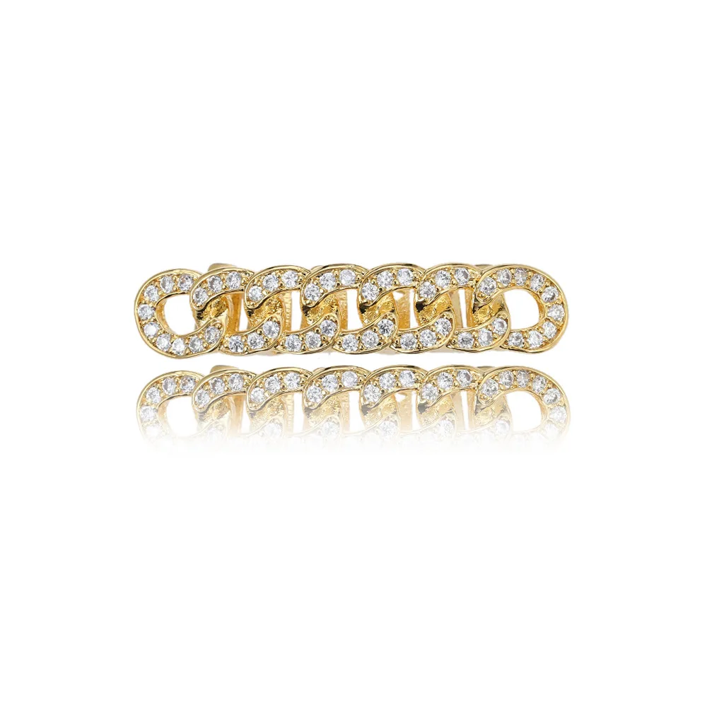 TOPHIPHOP кубинской Grillz Gold-Plated хип-хоп нижней части зуба микро инкрустация CZ камень
