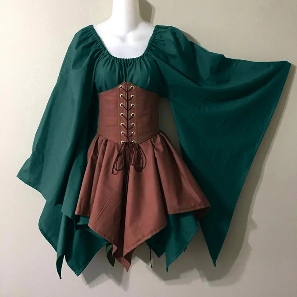 Женское платье-корсет на Хэллоуин с длинным рукавом средневековые костюмы для