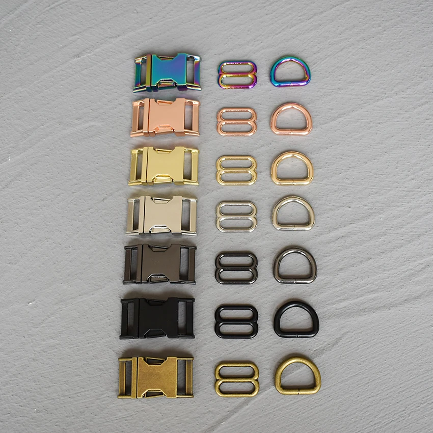 

1 set 20mm Metal Belt Straps Adjust Slider Side Release Buckle D Ring DIY Accessory For Pet Dog Collar Dog Harness 20-3s8