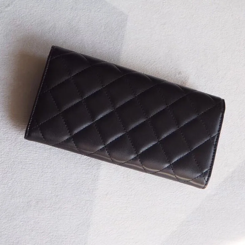 lambskin gold Классический женский кошелек из овчины, кожаный кошелек, дизайнерский брендовый кошелек, высококачественный Женский кошелек, кошелек с икрой - Цвет: lambskin gold