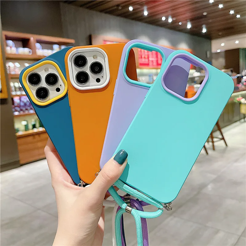 

Crossbody Shoulder strap Lanyard phone case For iphone 11 11Pro 12 12Pro 13 13Pro Max X XR XS Max 7 8Plus clear shockproof cover