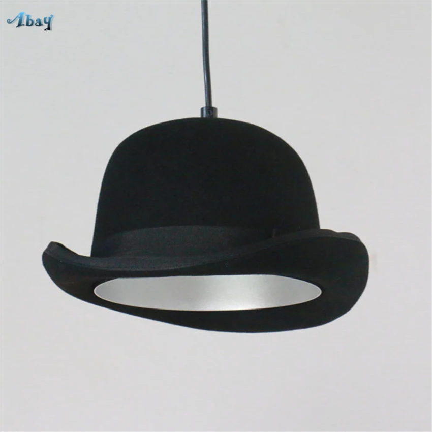 British Gentleman's Hat Fabric Shade Pendant Lights Restaurant Living Room Bar Kids Cafe Shop Lamps Retro Hanging Fixtures | Лампы и