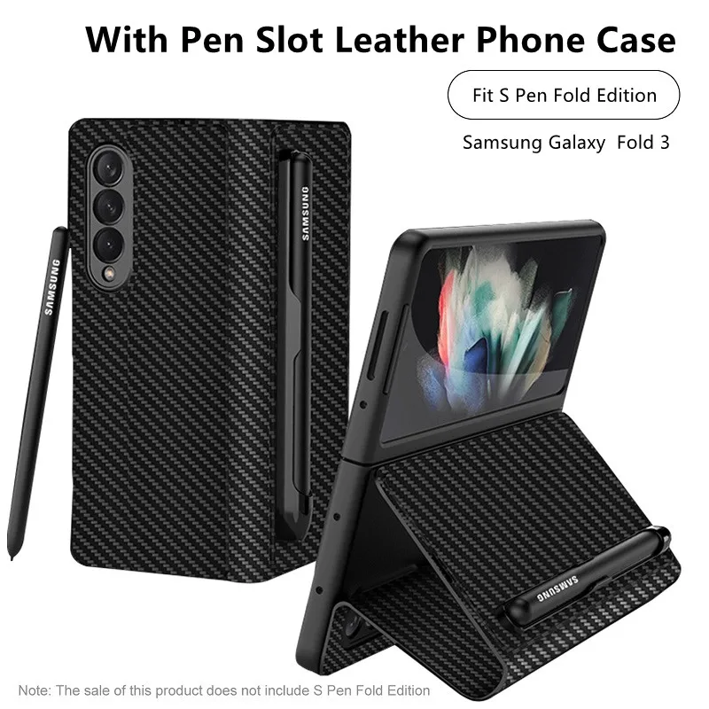 

With Pen Slot Leather Phone Case For Samsung Galaxy Z Fold 3 Shell Multifunctional Fold Protective Flip Case Cover Samsung Fold3