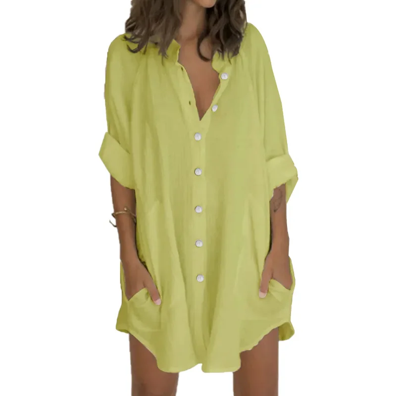 

women's shirt women's blouse fashion women blouses 2021 Top famale Cotton Linen soild blouese women