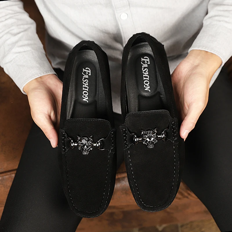 

2021 Trendy Suede Leather Loafers Men Casual Shoes Brand Summer Mens Driving Shoes Man Moccasins Soft Footwear Shoes For Men