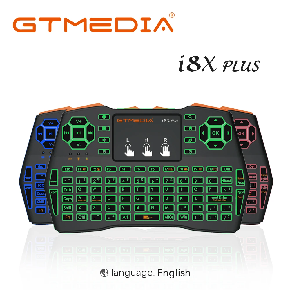 GTMEDIA освещенная контржурным светом i8X плюс мини Беспроводной Клавиатура 2 4 ГГц Air