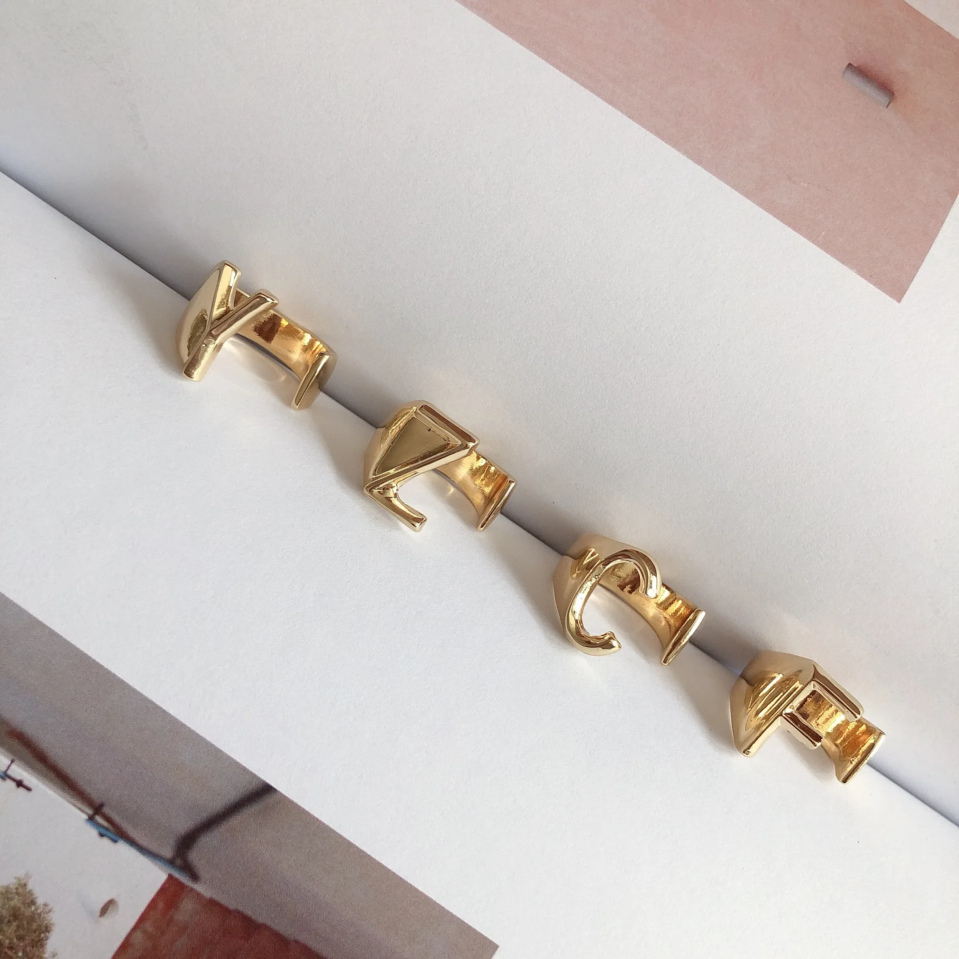 Винтаж открытые панковские сустава кольца с буквами для Для женщин девушка