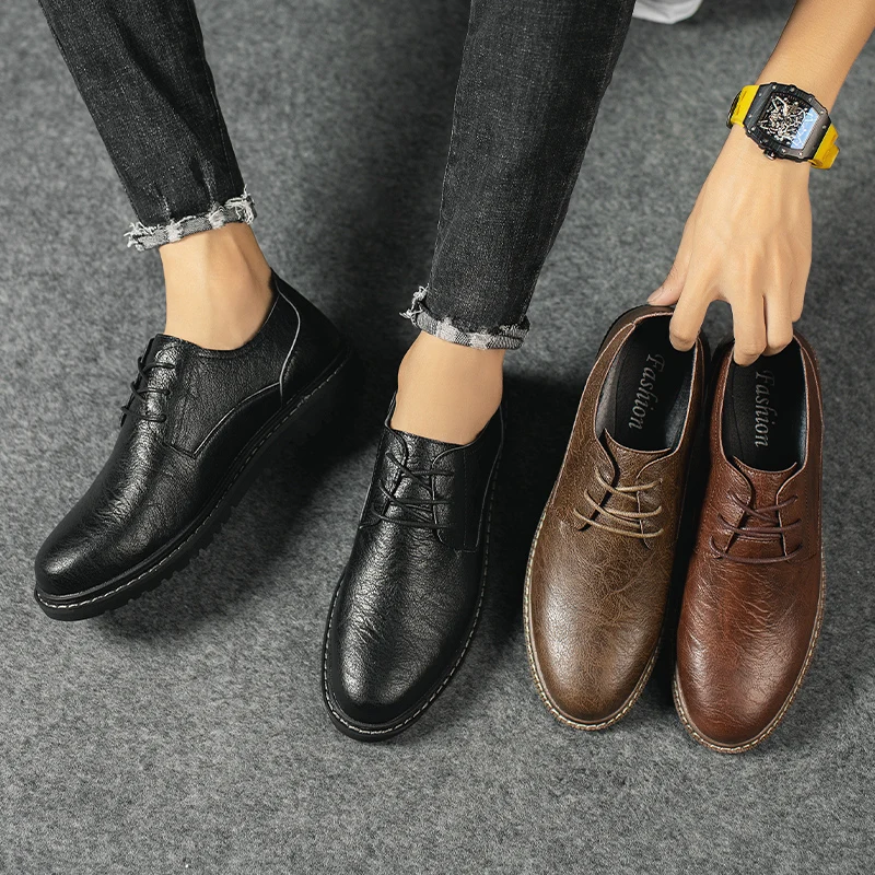 

Designer Formal Men Dress Shoes Male Split Leather Classic Oxford Shoes Flats Business Office Mens Shoes Vintage Lace-up Oxfords