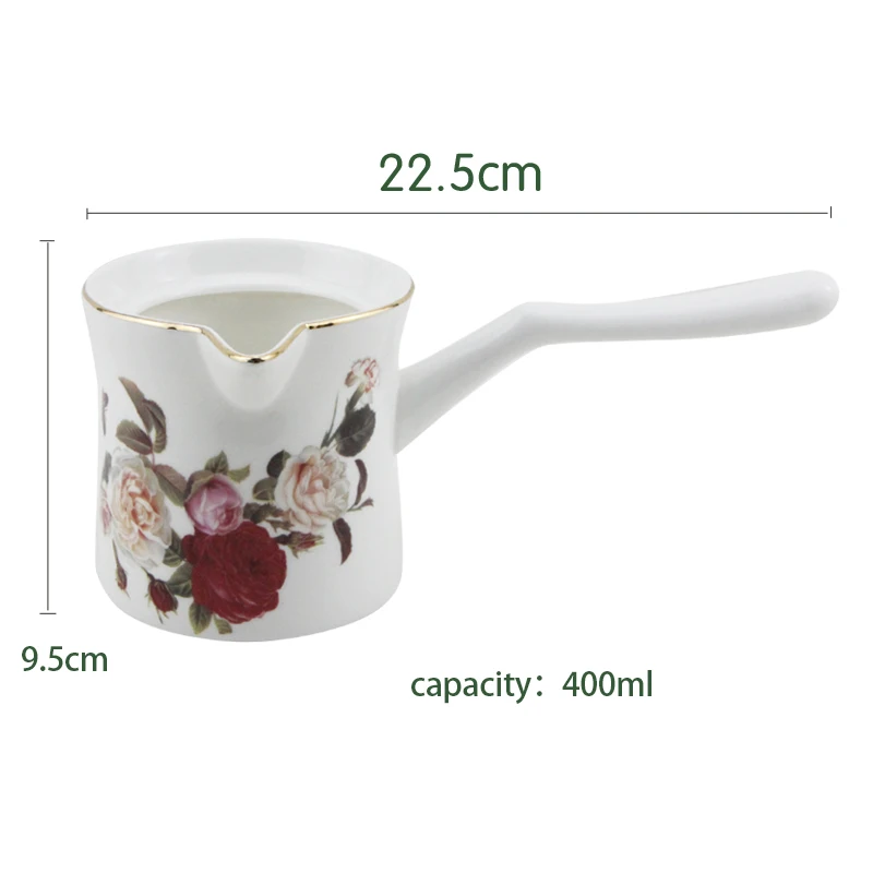 flower-400ml Индейка керамика молоко мокко чайник вскипятить пламя с подогревом сделать варить кофе капельный горшок турецкий для завтрака Мока чашка с длинной ручкой - Цвет: flower-400ml