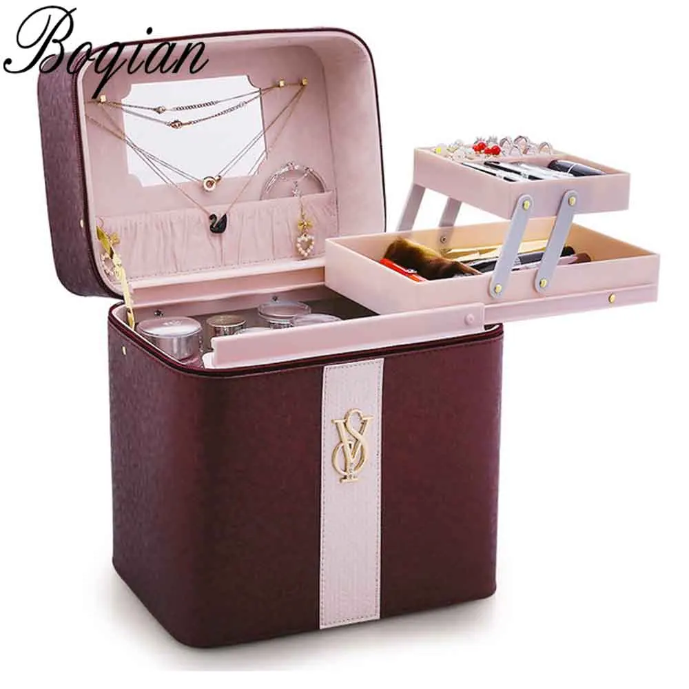 Модный женский органайзер для макияжа большой емкости многослойная Clapboard