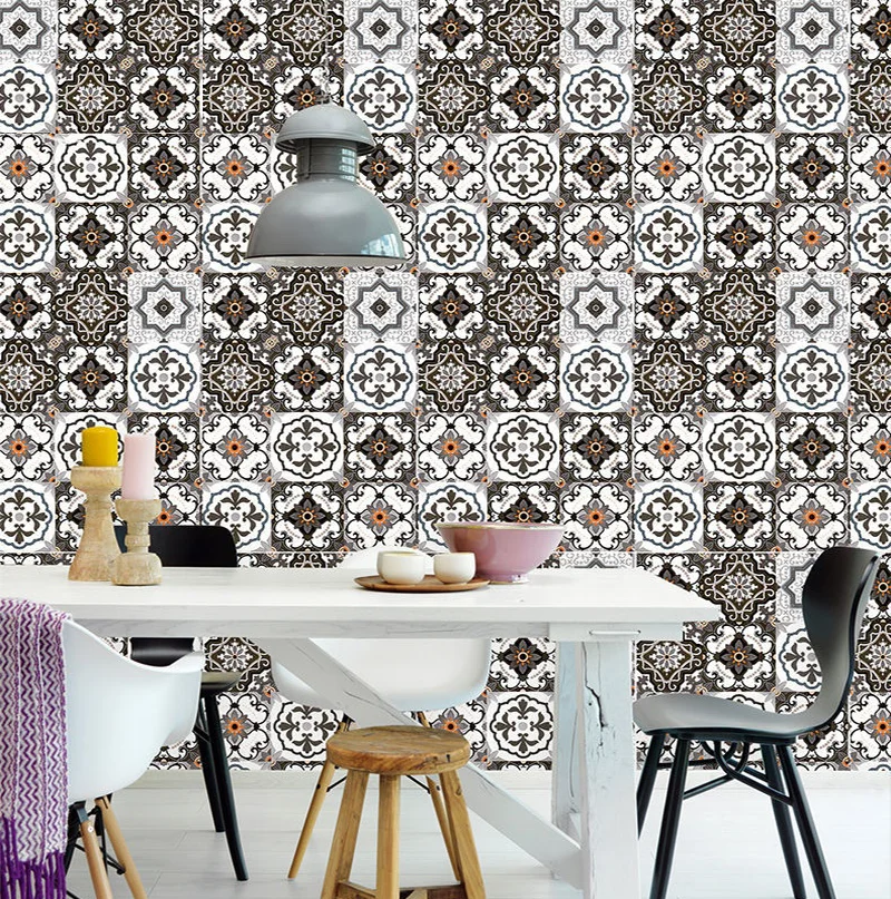 Кухонные обои с этническим рисунком водостойкие и маслостойкие самоклеящиеся