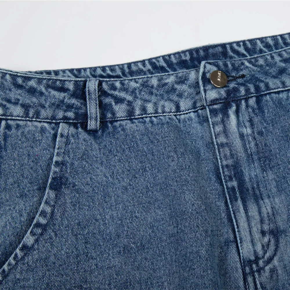 2021 Stylish Patch Embroidery Retro Washed Men Baggy Jeans Trousers Hip Hop Straight Wide Cotton Kpop Denim Pants Pantaloni Uomo