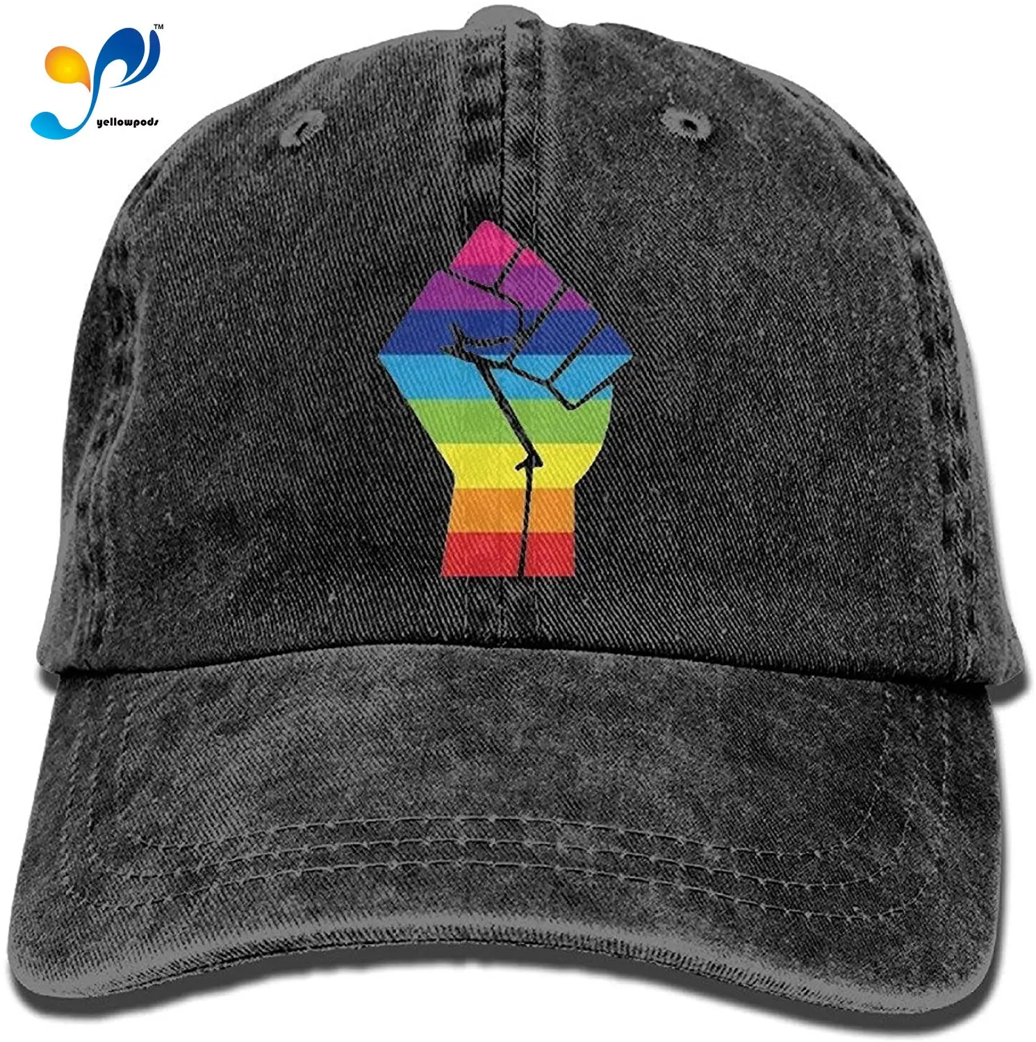 

Waldeal Men's Baseball Caps a Clenched fist held high in Protest Denim Washed Pride Dad Hat