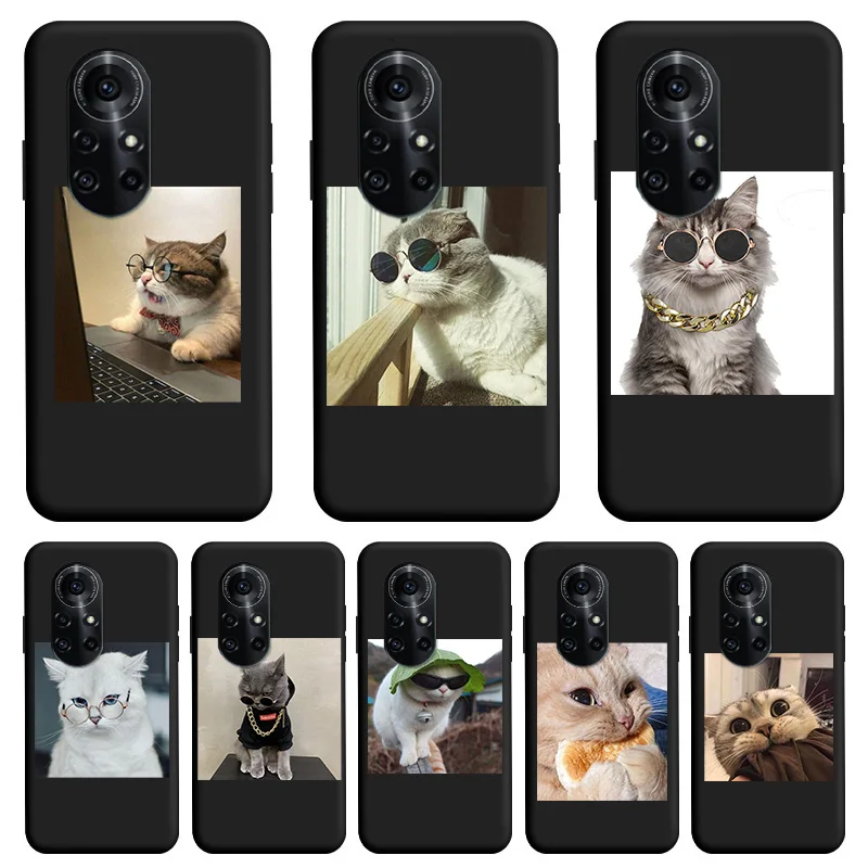 

Cute kitten Black TPU Shell Soft For Huawei Nova8 Nova8se Nova8Pro Case Colorful Edging Matte Personality Trend Shell For HUAWEI