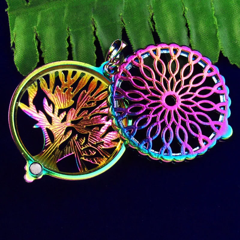 

36x10mm Rainbow Hematite Carved Tree of Life Open Design Pendant