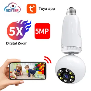 Sdeter 3MP 5MP Lamp With Camera Wifi Wireless 360 Video Surveillance Indoor Tuya Smart Home 2 Way Talk 5X Zoom Security Cam