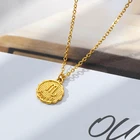 ICFTZWE 12 зодиака Созвездие резное монетное ожерелье с подвеской простое медное ожерелье с цепочкой для ключицы