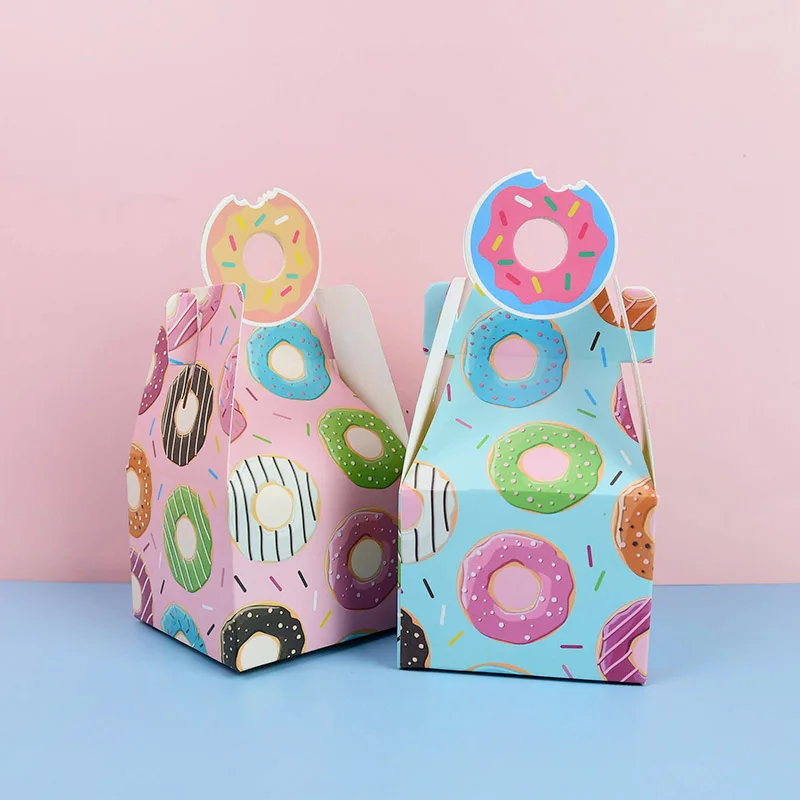 

8pcs/set Donut Paper Candy Gift Box Happy Birthday Sweet Donut Package Supplies Wedding Baby Shower Favor Gift Decoration