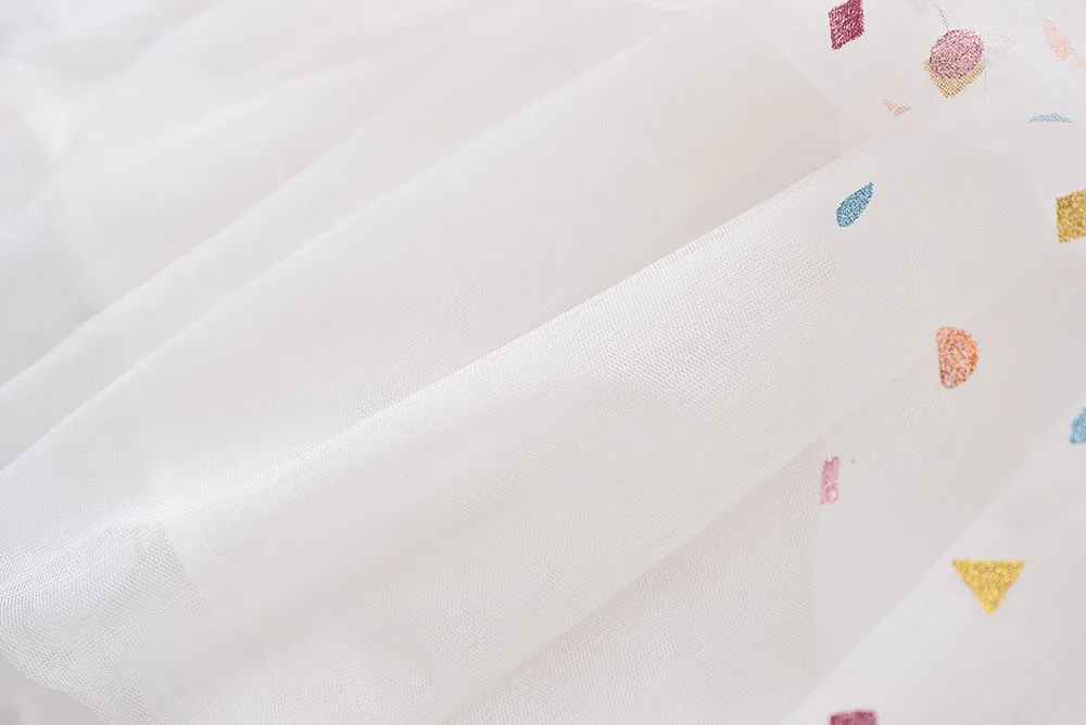 

Summer Sleeveless Geometric Print Girls Dress 3-8Y New Sweet Net Yarn Children Princess Party Dress