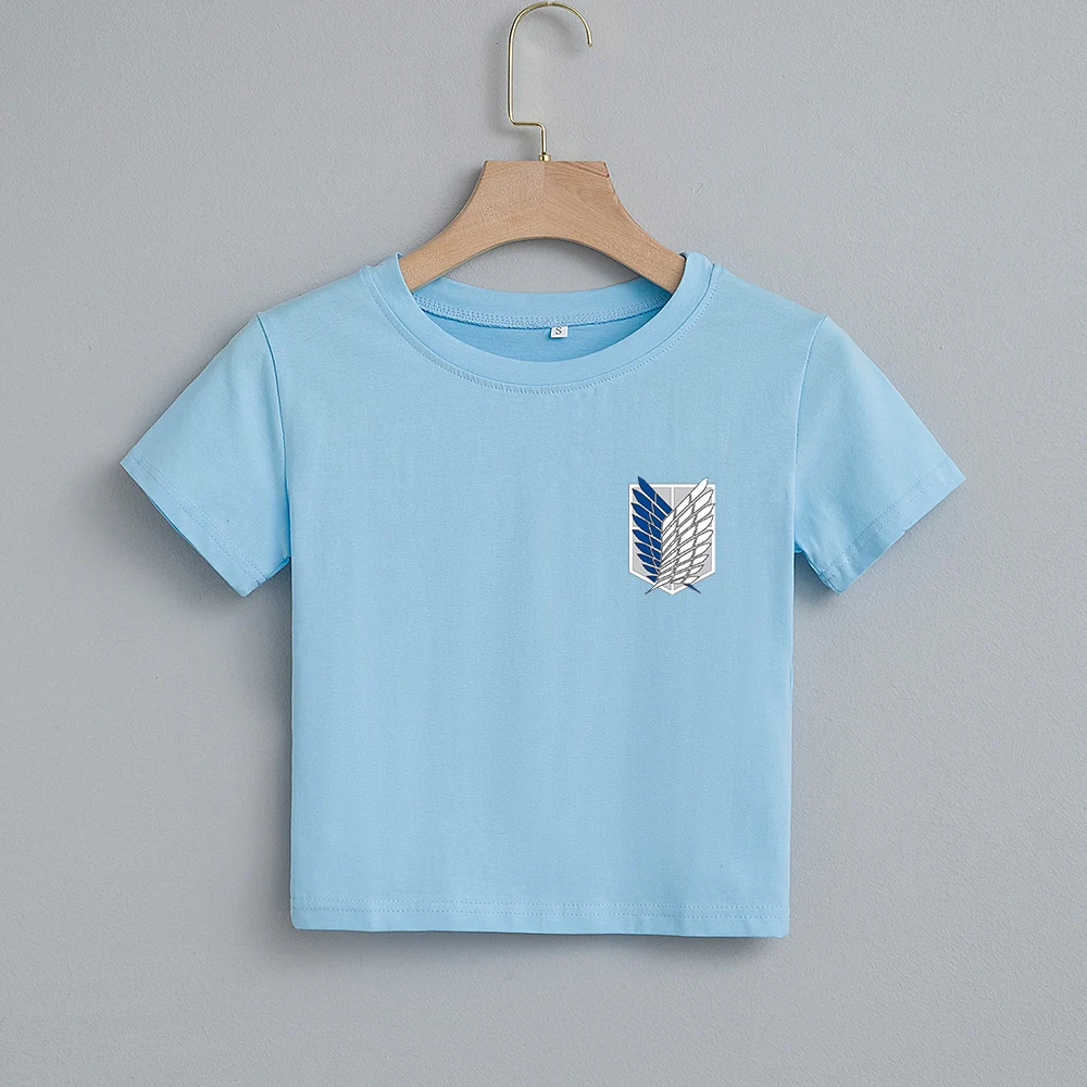 Футболка женская с японской мангой из аниме атака на Титанов винтажный кроп-топ