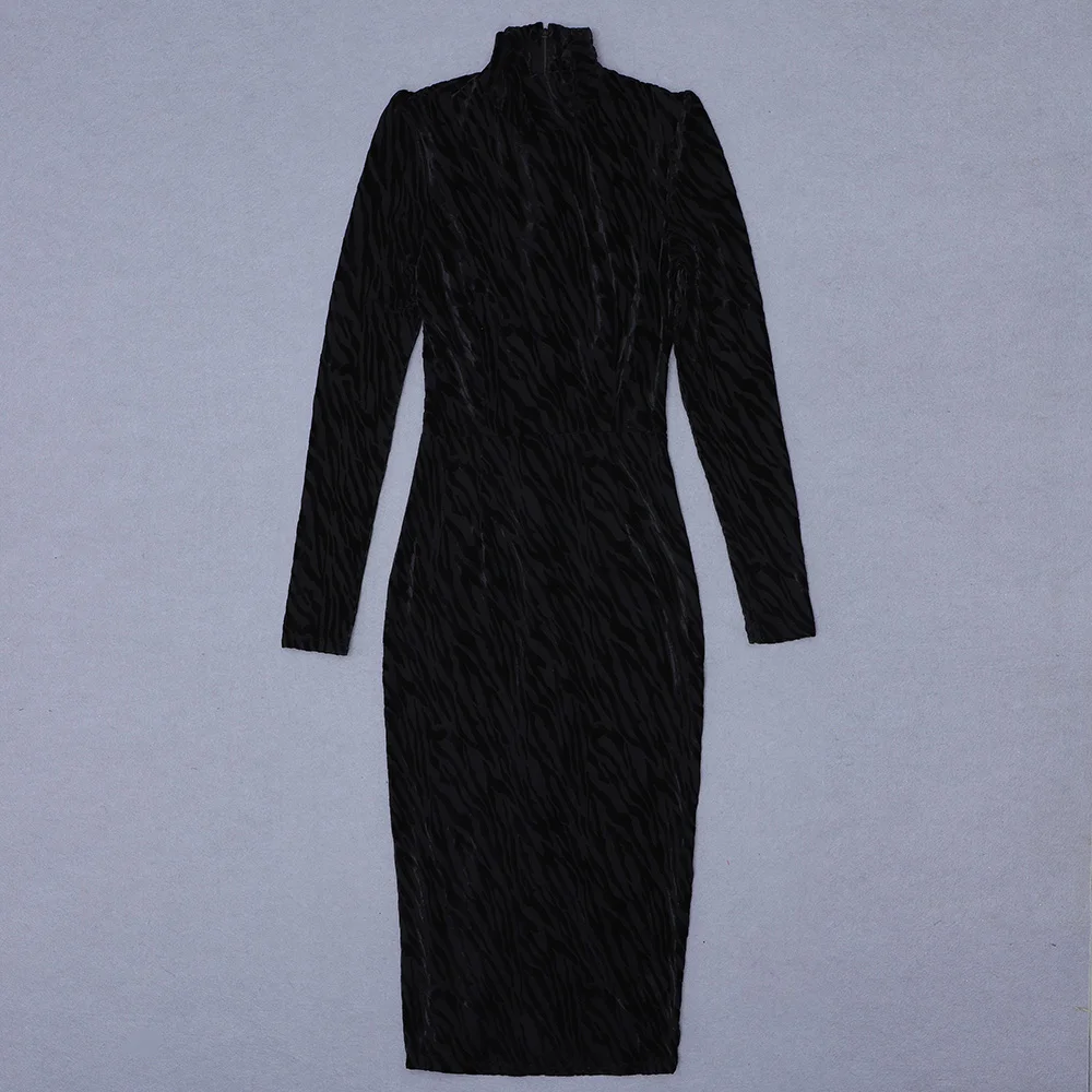 

Women Autumn Black Sexy Long Sleeve Turtleneck Buttock Mesh Elegant Evening Night Party Club Skinny Dress