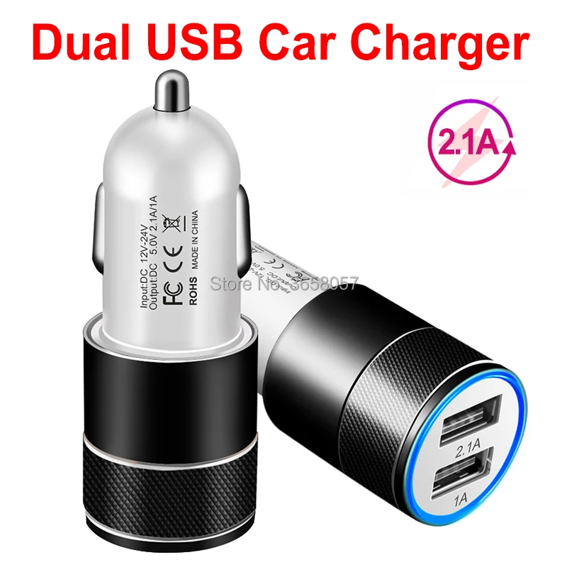 1000 шт мини алюминиевый материал двойной 2 usb порт Универсальный USB Автомобильное