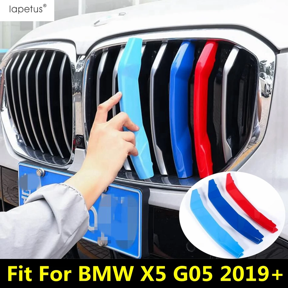 

Lapetus Accessories Fit For BMW X5 G05 2019 - 2021 Plastic Tricolor Front Head Grille Grill Strip Bumper Stripes Cover Kit Trim