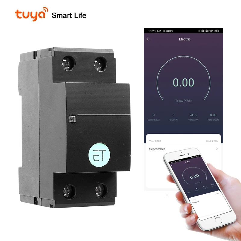 Однофазный ваттметр Tuya 63 А Din-рейка WIFI умный измеритель энергии таймер