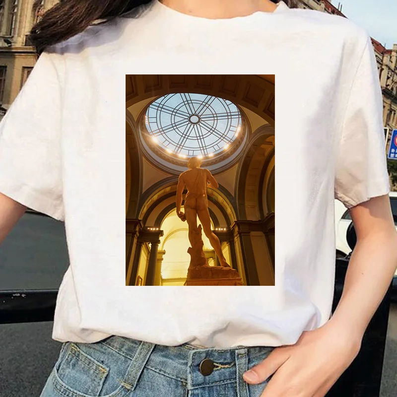 

Давид Микеланджело летняя футболка женская новая забавная Повседневная футболка Harajuku женские Топы Женская футболка Ulzzang женская одежда