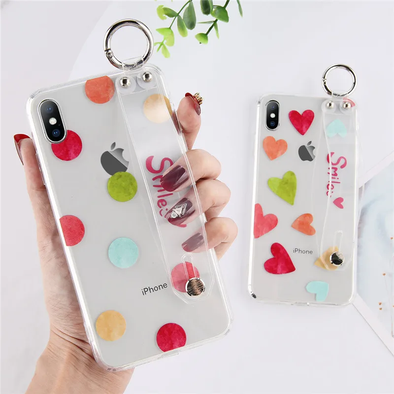 KJOEW мягкий прозрачный чехол для телефона из ТПУ с ремешком на запястье iphone XR X Xs max 7